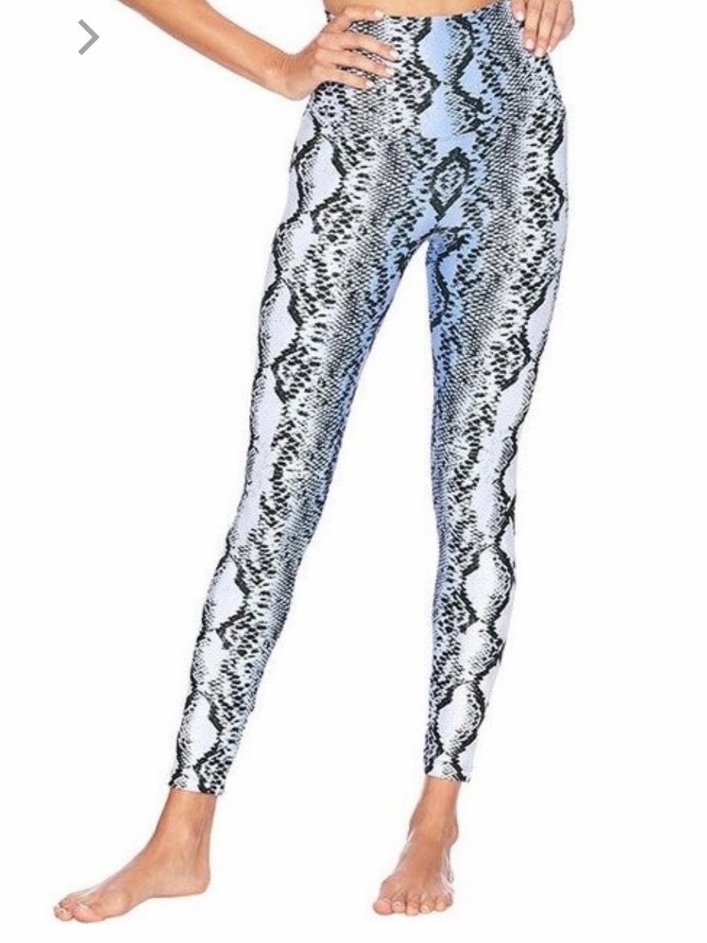 Beach Riot Light Blue & Black Snake-Print High-Waist Leggings